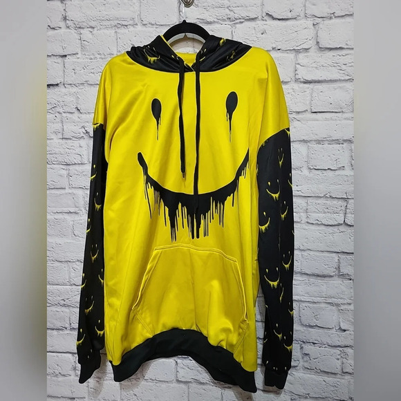 Scary‎ Smiley Face Hoodie 2XL Yellow/Black Another Logo On Back - Picture 1 of 9